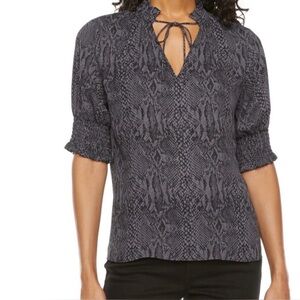 Worthington Women's Black Snake Print Top